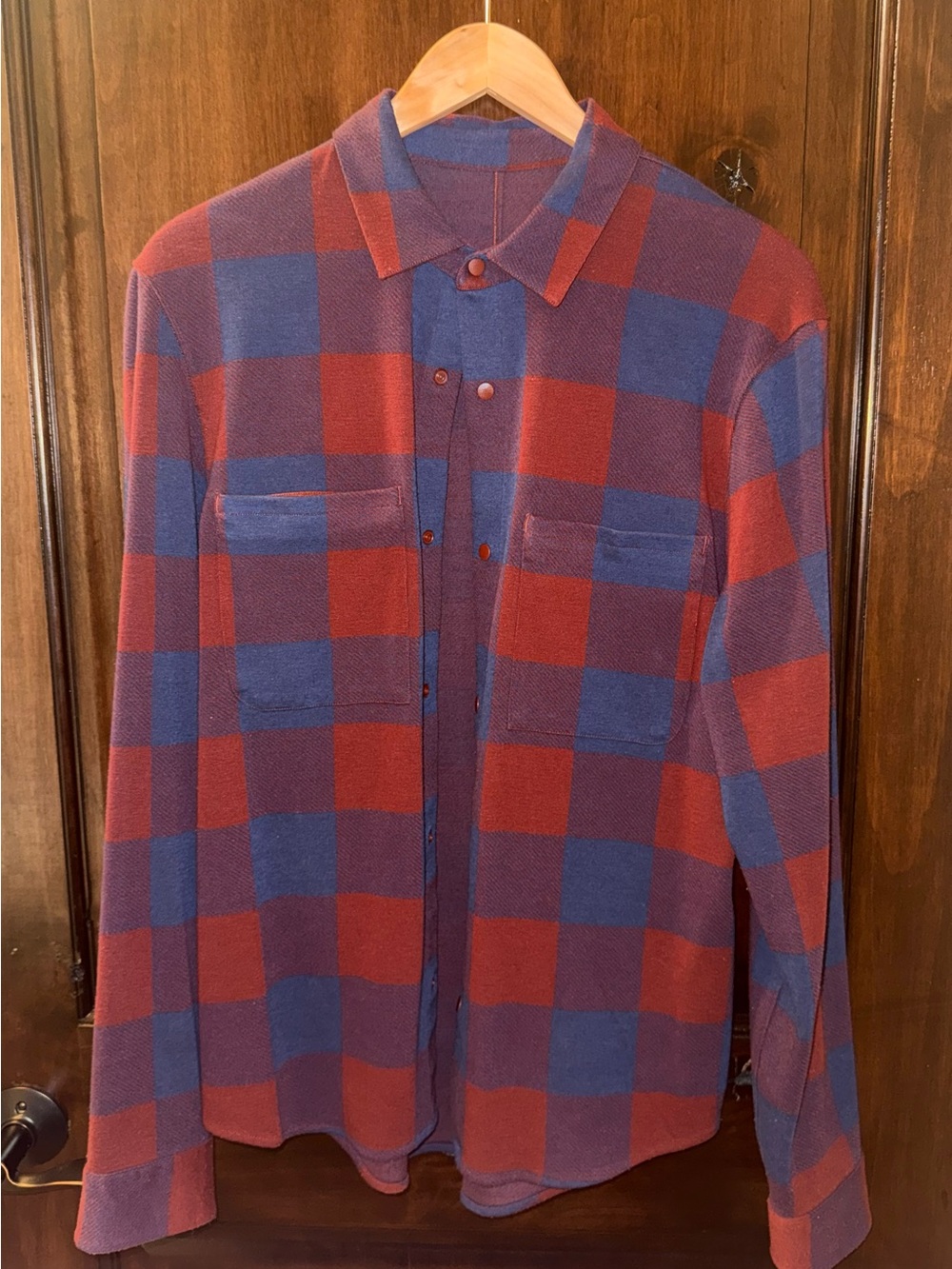 lululemon athletica Red and Blue Plaid Lightweight Shirt Jacket